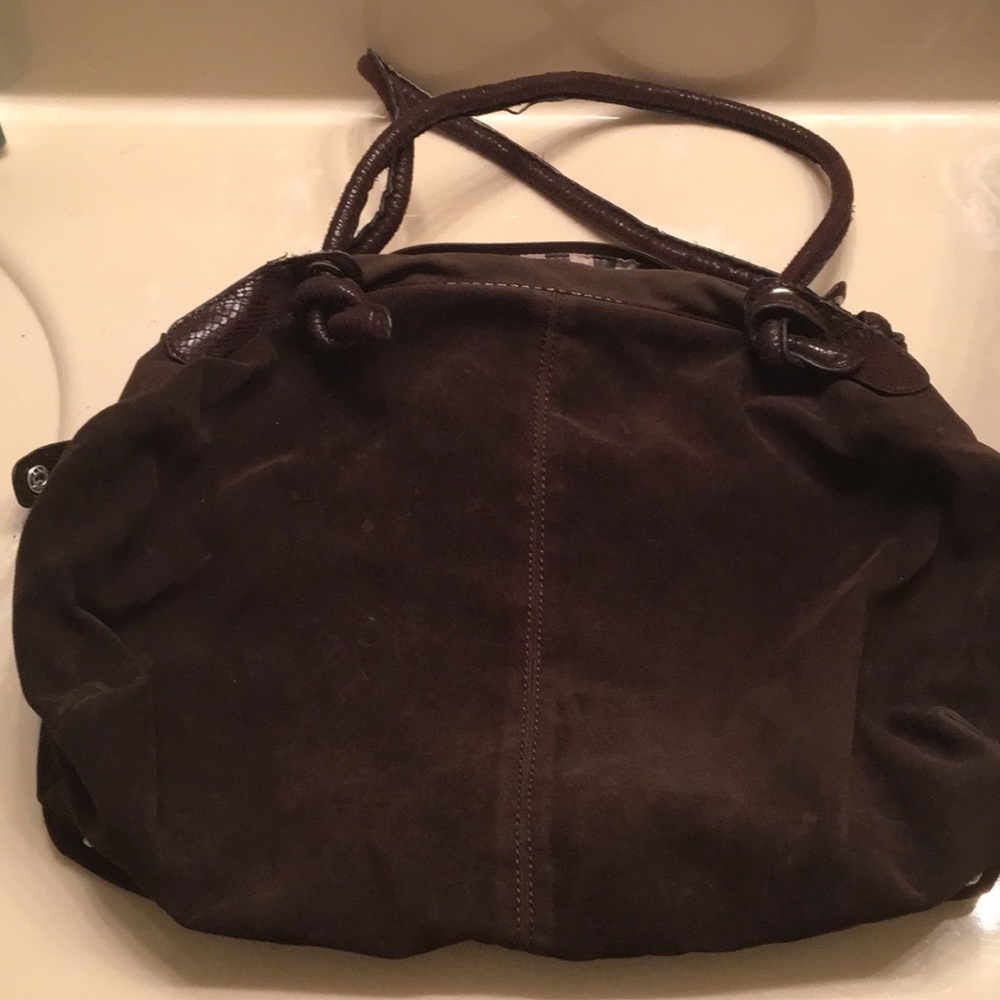 Brown faux suede purse